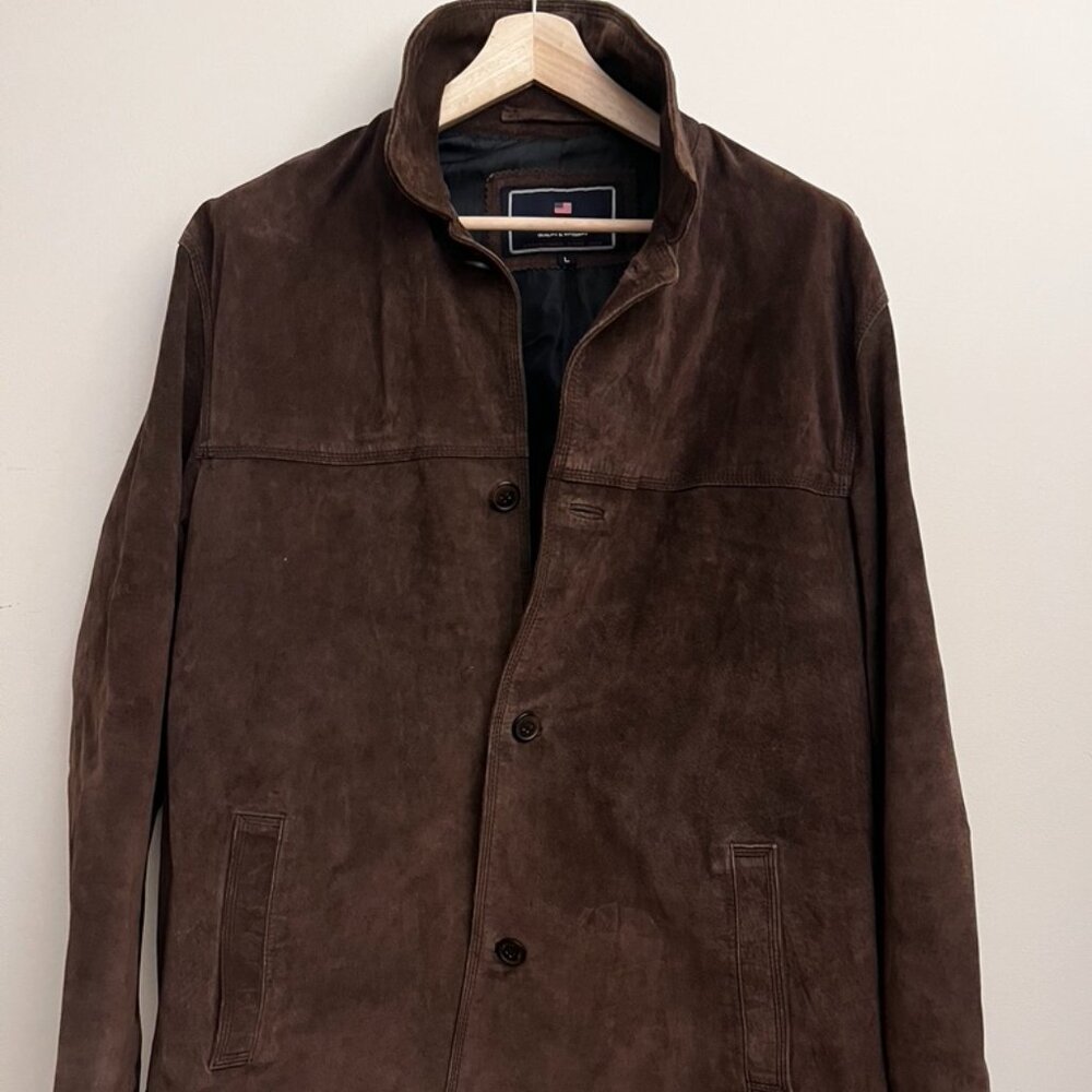 Vintage 90s Suede Shirt Jacket Newport Harbor Men’s Brown Washable Size L